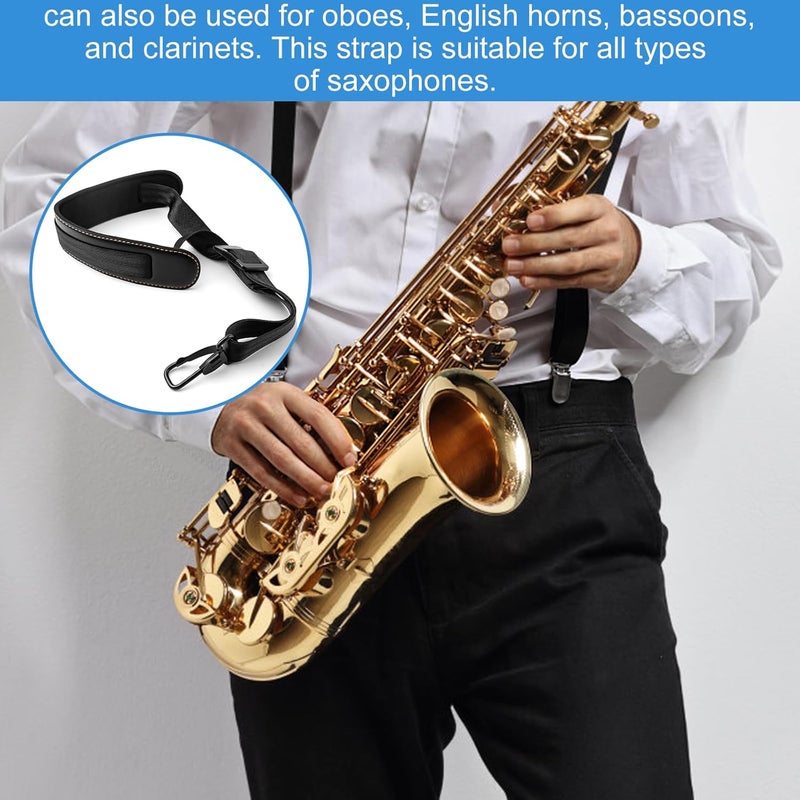 Pretwad Professional Padded Saxophone Neck Strap - Extra Soft Adjustable Sax Leather Padded, Upgraded Saxophone Neck Strap for Alto,Tenor,Soprano,Baritone Sax & Bass Clarinet - Image 3